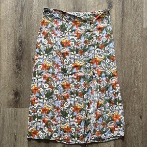 Urban Outfitters Floral Midi Skirt - Orange, Green, White